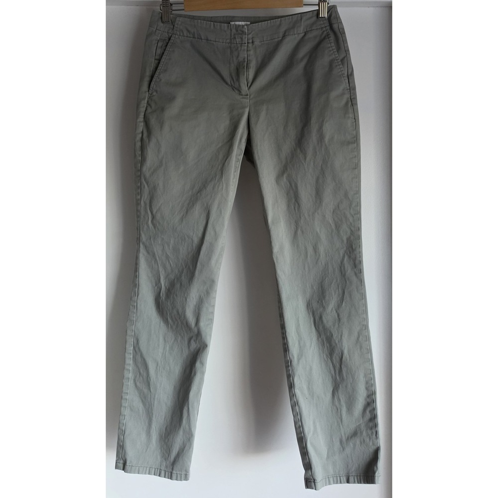 J.Jill Pants Women Size 2 Green Solid Cotton Straight Casual Trousers Slacks